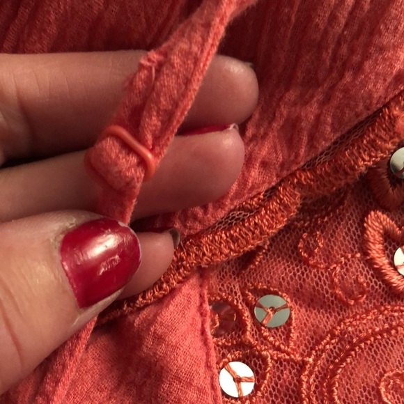 Millenium  XL coral gauze camisole adjustable embellished silversequin detail - Picture 4 of 7